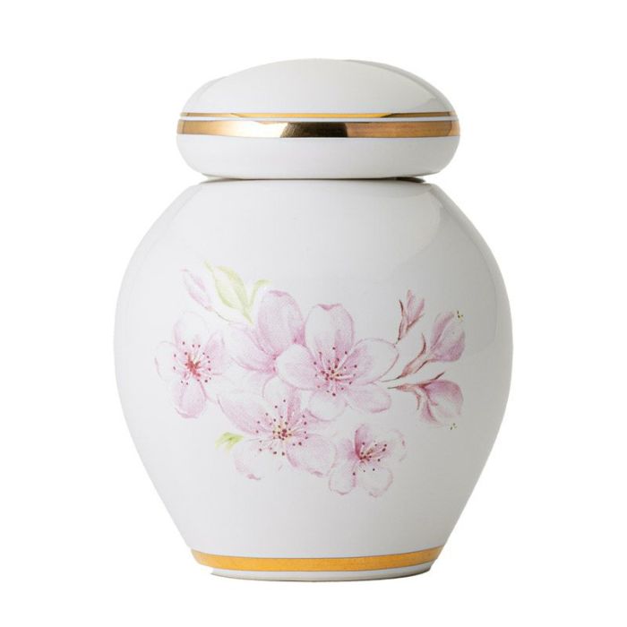 陶器製 ミニ骨壷 花ポット モチーフが選べる・てのひらに包むと